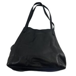 Margot Marcy Tote Purse Soft Black Pebbled Leather 3 Compartment Slouch Zip Snap